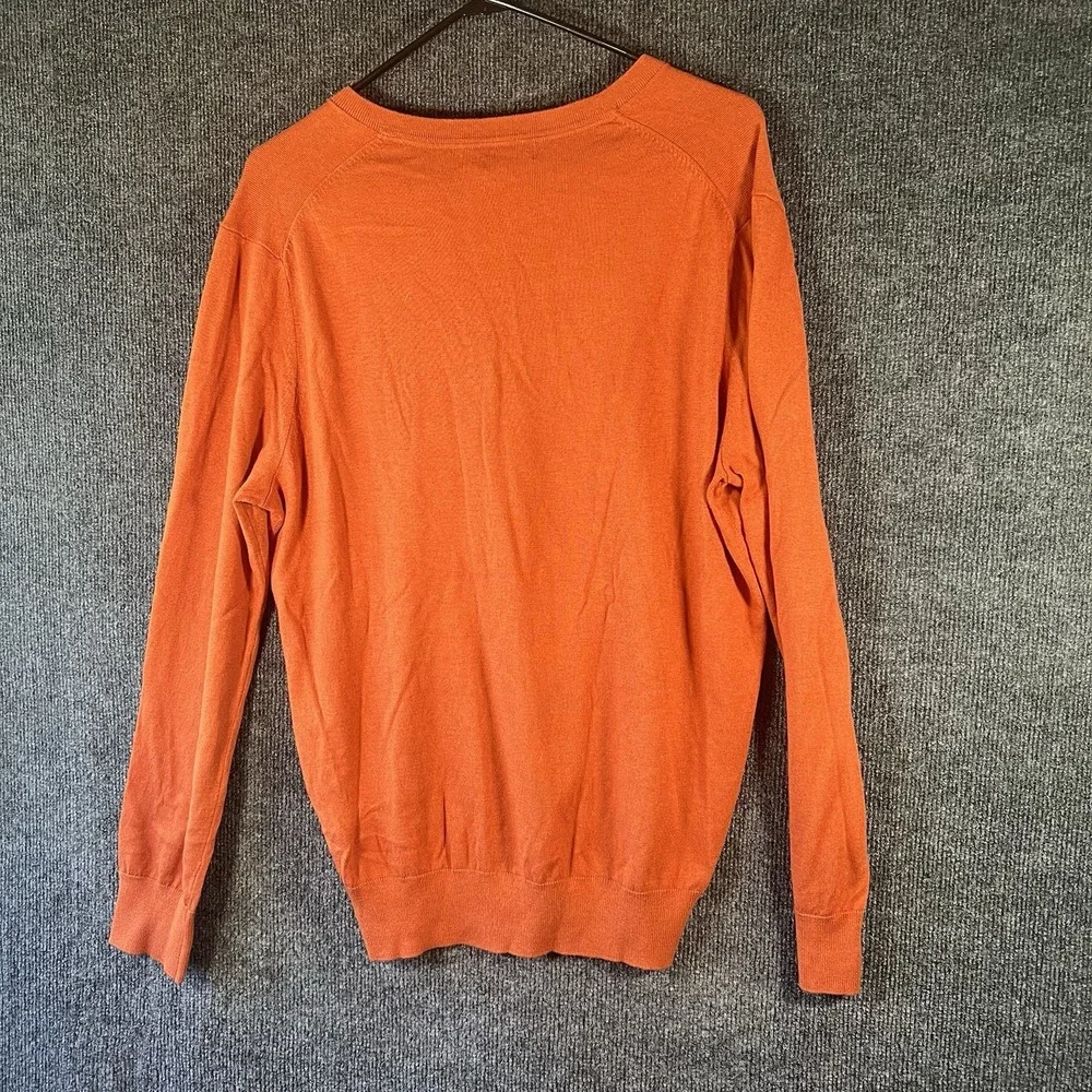 Banana Republic Silk Cotton Cashmere Blend V-Neck Sweater Men's L Orange Soft